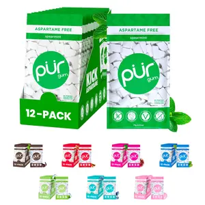 PUR Aspartame-Free Chewing Snack - 100% Xylitol, Natural Flavor, 55 Pieces, Sugar-Free, Vegan, Gluten-Free, Award-Winning Brand, Made in USA - Sour Flavored Candy