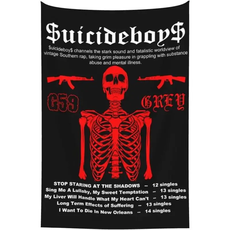 Suicide Music Boys Band Print Tapestry Wall Mural - Home Decor Decoration for Bedroom, Outdoor Patio, Indoors Wall Hanging Flag Gift (Home Supplies), Light