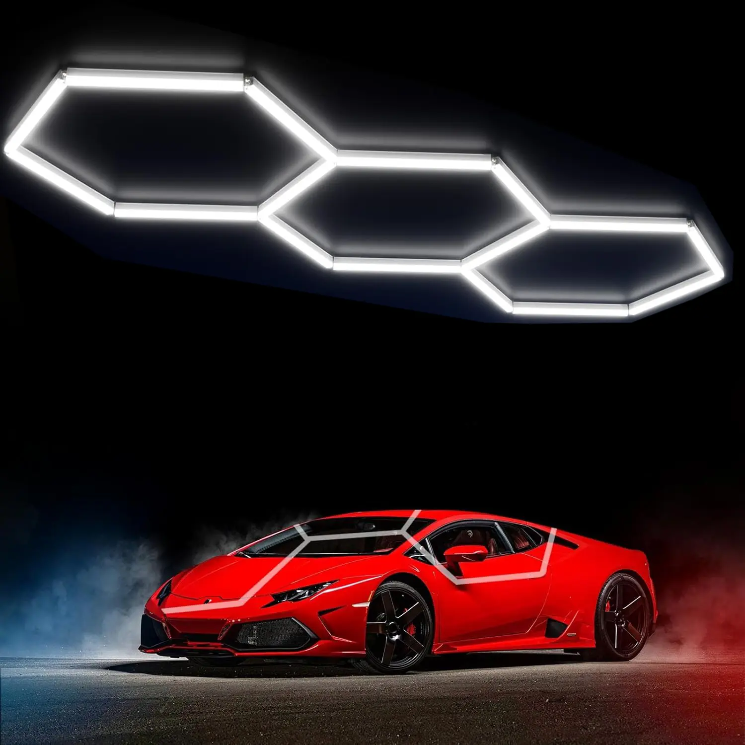 Hexagon LED Lights: 105W 10500LM 3 Grids DIY Hexagon Led Lights,6500K Ultra Bright,Easy Install,Durable Design for Garage,Car Detailing,Workshops,Basement,Gym（No plug version）