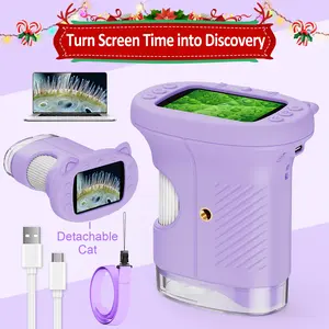 [2026 Upgrade] AuroraHaven Kids Microscope with Built-in Photo & Video Camera, 2.4" 4K Screen – 1000X Microscope and 100m Telescope, STEM Toy & Educational Gift for Boys & Girls Ages 3–12