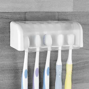 Toothbrush Holder with Cover, 1 Count Wall Mounted Toothbrush Storage Rack Organizer, Durable Toothbrush Holder for Bathroom, Bathroom Supplies, Dustproof Toothbrush Holders