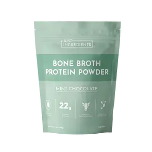 Just Ingredients Mint Chocolate Bone Broth Protein | 15 Servings | 21g Grass-Fed Protein per Serving | Dairy-Free | Collagen for Gut, Skin & Joint Support | Made with Real Food Ingredients