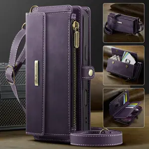 Wallet Case for iPhone 17/16e/15/14/13 Pro Max, Rfid Protection, Stand, Credit Card Slots, Short Strap, Long Shoulder Strap, Unisex