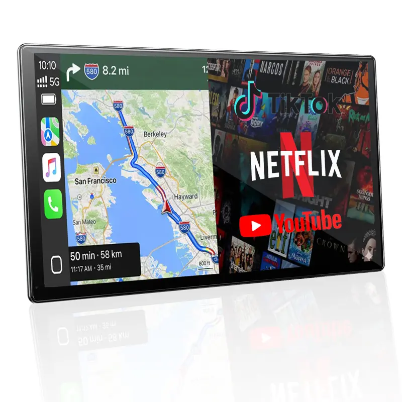 9" Wireless CarPlay Touch Screen for Old Cars | Preinstalled Netflix, YouTube & TikTok, Comes with 1080P Rear View Camera, No Wiring Mods, Fits All 12-24V Vehicles
