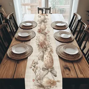 1pc Spring Easter Egg Theme Table Runner | Vintage Floral Decor Spring Seasonal Party Table Setting Home Dining Table Accessories Creative Holiday Table Decor Easter Decoration