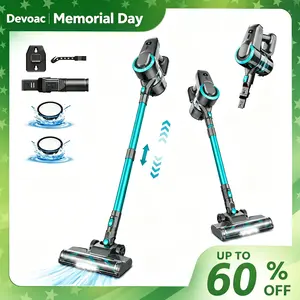 [MemorialDay]Devoac Cordless Vacuum Cleaner, 8-in-1 Rechargeable Stick Vacuum, 40mins Runtime, Powerful Suction, Lightweight, Versatile for Hardwood Floors, Car, Carpets, Pet Hair - Home Cleaning Tool