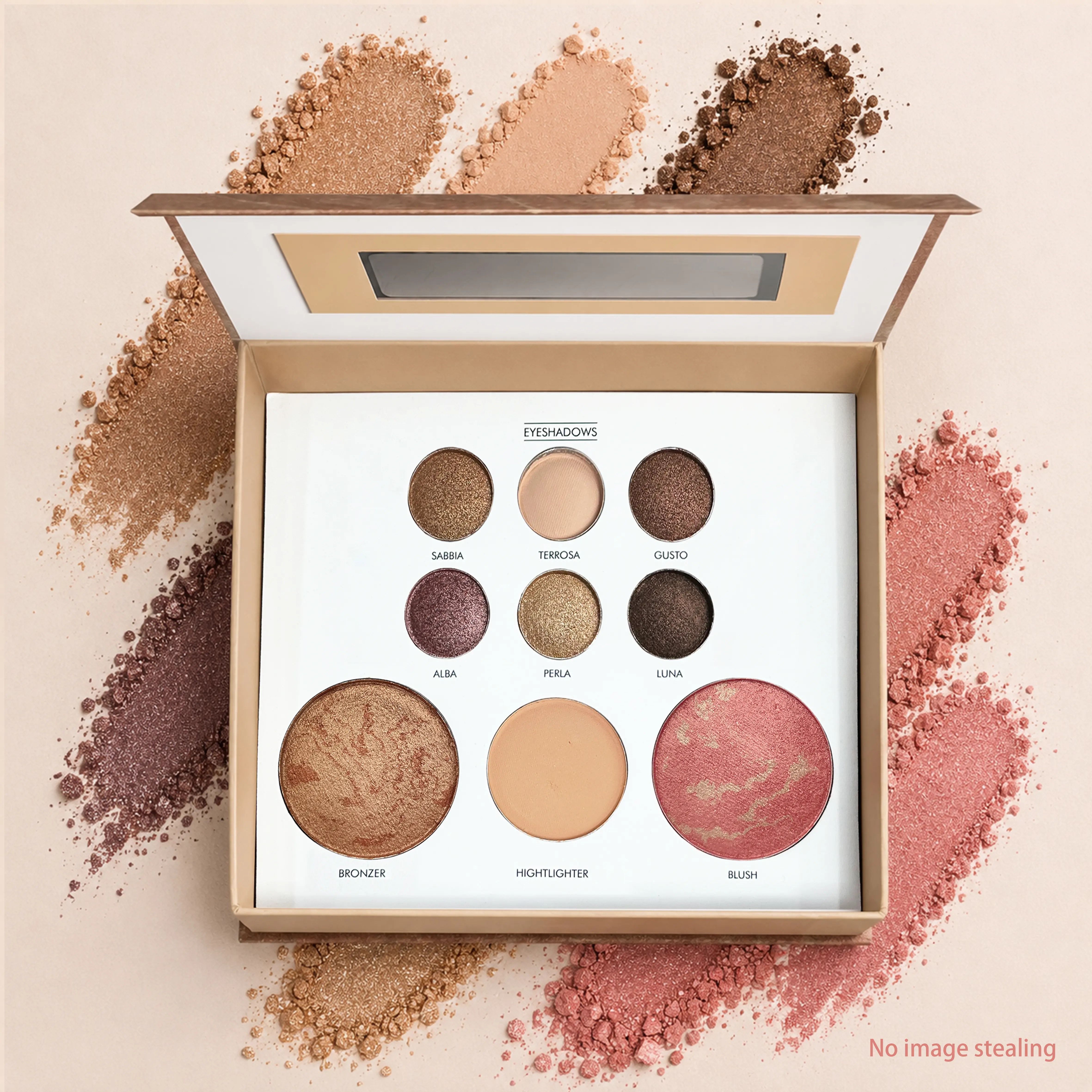 Full Face Beauty Kit - Glowing Makeup Palette with Compact Powder, Brightening Highlighter, Eyeshadow, Blush, Bronzer, Contour, Shine‑Enhancing Formula, Cosmetic, Beauty Set, Makeup Set, Glam Makeup Set look eye shadow makeup product