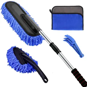 Car Cleaning Dusting Tool with Extendable Handle,Car Cleaning Duster,with Microfiber Towel and Air Vent Cleaning Brush, for Interior Exterior, Automotive Cleaning Accessories Car Detailing Products