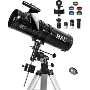 HSL 150EQ Astronomical Reflector Telescope for Adults high Powered,150mm Aperture Professional Telescopes for Adults Astronomy,Comes with 5 Color Filters Set and 3X Barlow Lens Black