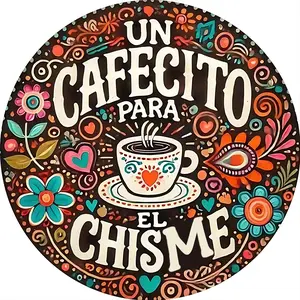 Metal Wall Art Round Aluminum Sign with "Café Para Cervezas" Design, Vibrant Colors & Playful Patterns - Retro Home, Café, Bar, Garage Decor - Unique Gift Idea, Coffee Bar Decor, Cafe Decoration, Cafe Culture Them bedroom decorative accessories