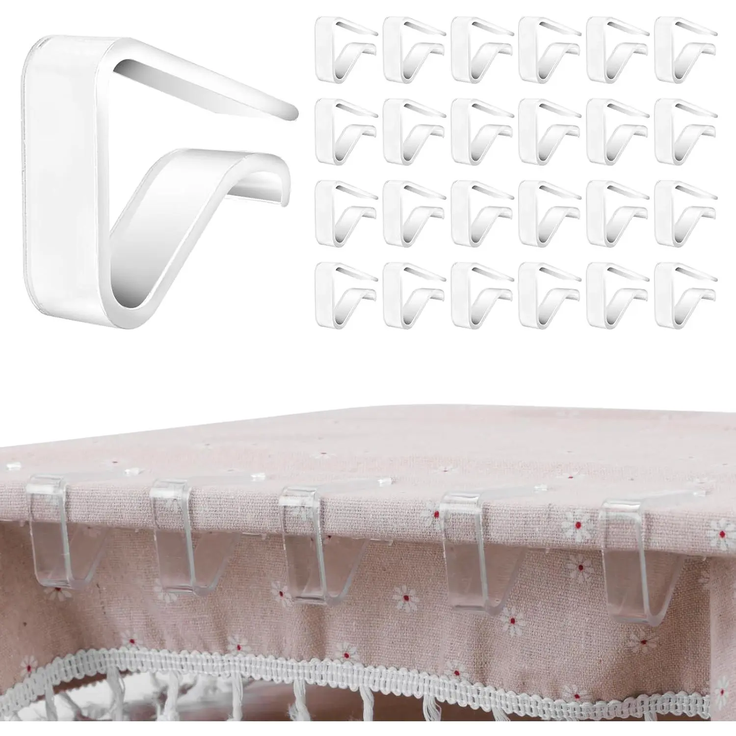 24 Pieces Clear Tablecloth Clips, Durable Plastic Table Cover Holders, Windproof Transparent Clamps for Securing Tablecloths Indoor Outdoor Party, Wedding, Christmas Event, Picnic, Camping (24, Large)