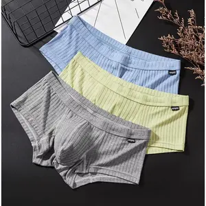 Men's cotton short boxer briefs, low rise, U-shaped elevated pouch