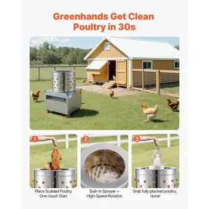 VEVOR Chicken Plucker Machine, 23.6 in Drum, 2200W 240RPM Electric Chicken Plucking Machine with 119 Soft Fingers Transport Wheels, Stainless Steel Feather Remover for Processing 2-4 Chicks Once