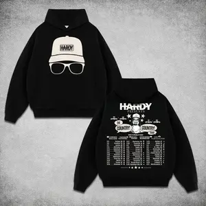 HARDY Tour Hoodie Cotton, The Country Rock Tour Concert Merch Black Pullover, Trucker Hat Glasses Graphic Sweatshirt, Men Women Unisex Hooded Jacket, Country Music Fan Gift, Album Tour Dates Back Print Streetwear Oversized Tops