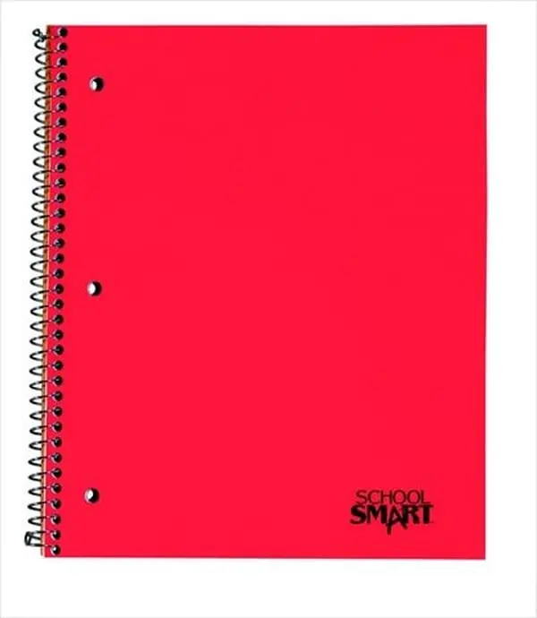 School Smart 085314 Spiralbound Notebook, 11x9 In. White Sulphite Paper, 3-Hole Punched, Perforated, 100 Sheets, College School Supplies