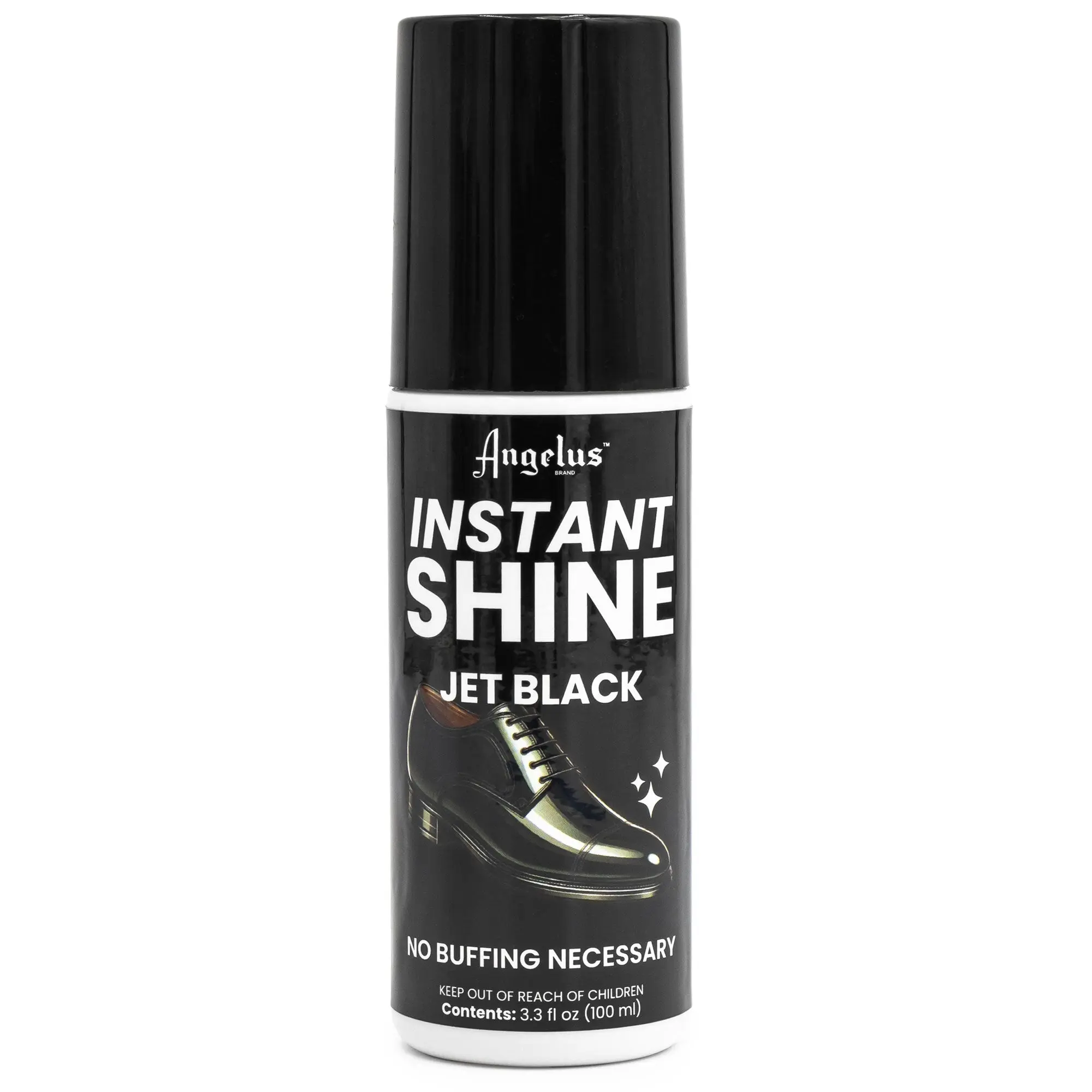 Angelus Jet Black Instant Shine, Instant Shoe Polish, No Buffing Necessary, Military Shoe Shine, For Dress Shoes, Work Boots, Military Boot Shine