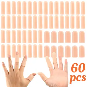 A Set of 60/30 Pcs Gel Finger Cots,2 Sizes Thumb Protector,Soft Finger Covers for Cuts,Fingertip Protector for Embroidery,Cutting,Hands Cracking,Corns,Blisters,and Calluses Protect,Christmas Party Gifts,Hand Tools Kits