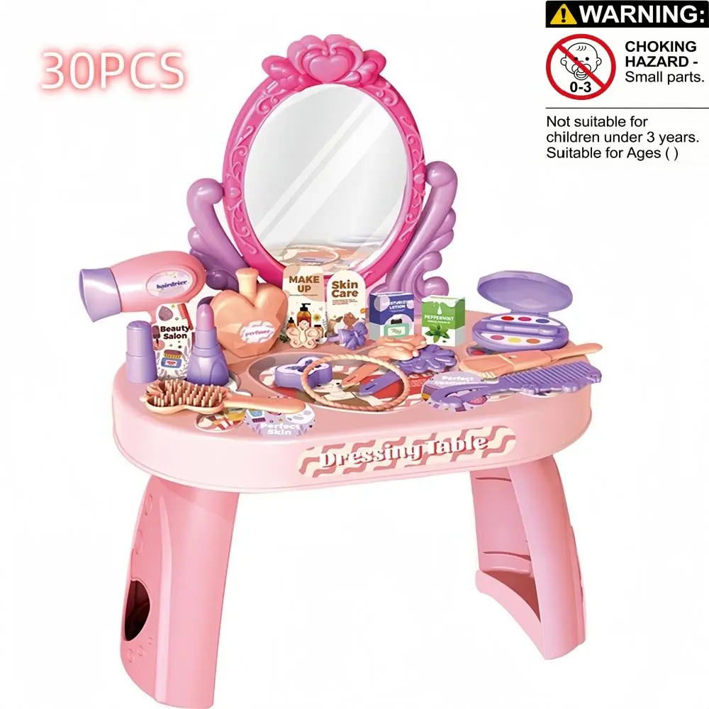 Realistic Makeup Table Dressing Desk Girl Role Play Toy Set, Pretend Play Set, Imaginary Play Interactive Parent-Child Family Educational Toy, Kids Vanity, Pretend Playset