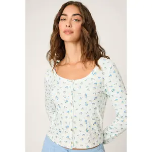 P.J. Salvage More Amour Ditsy Floral Long Sleeve Pointelle Top