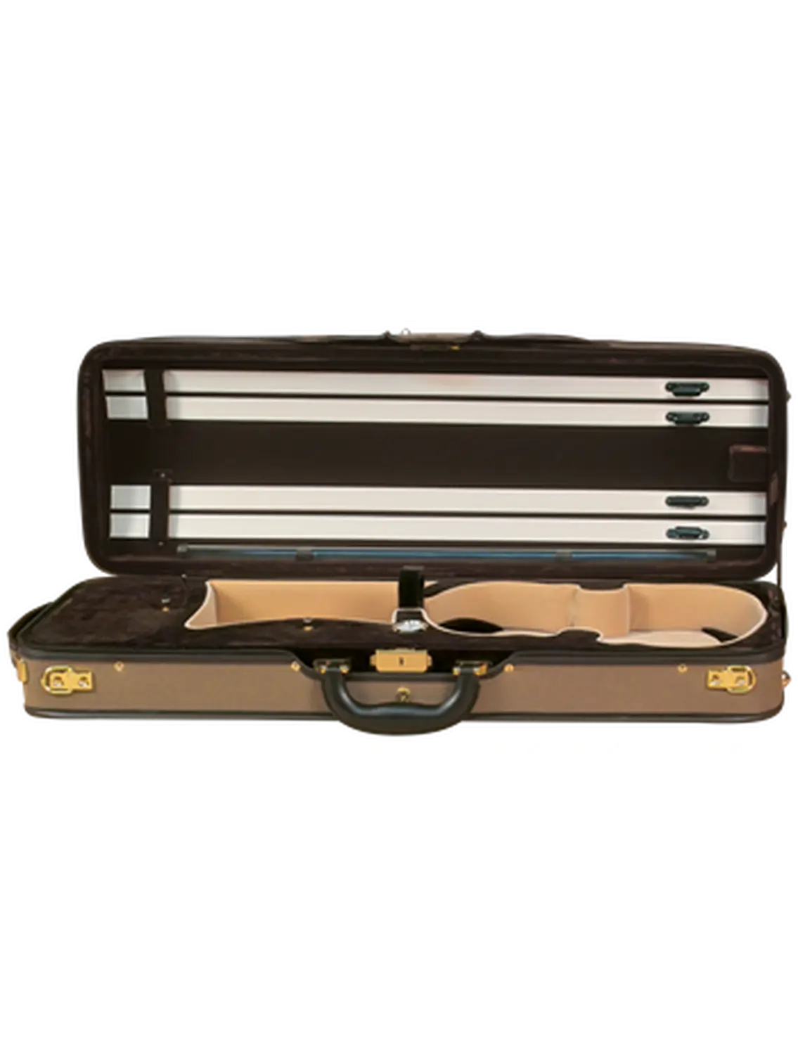 Saga BK-4010 Oblong Deluxe Violin Case - Nylon Construction, Leatherette Handle, Lightweight, Injection Molded Foam, Built-in Hygrometer, Color-Matched Interior Blanket, Full Suspension Design, Latch Flap, Lockable Latch Flap, Foam Shell, Removable Backpa