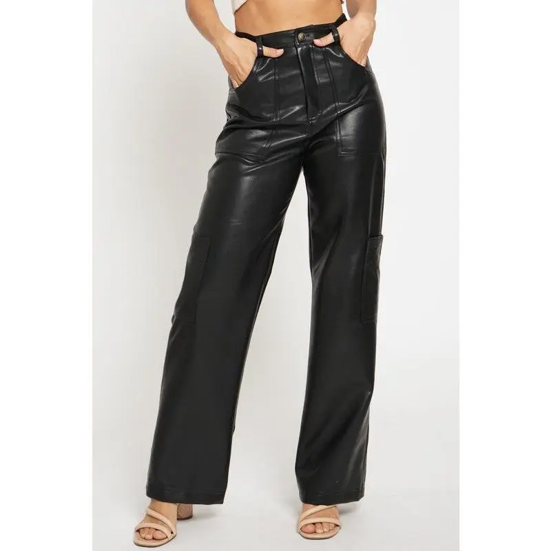 CARGO FULL PANTS IN LEATHER
