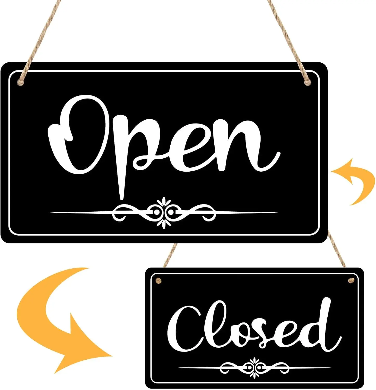 Open Signs - Double Sided Open Closed Sign Business Hours Hanging with Rope Hours of Operation for Business Walls Window Shop Bar Hotel | Business Hours Sign with Rope, Hanging Hours of Operation Sign for Window Wall, Shop Bar Hotel Storefront Decor