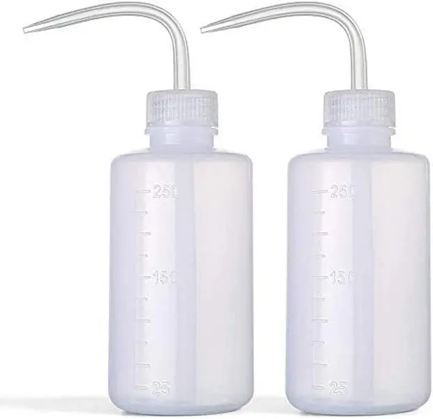 Wash Bottle 2 count 250ml/8oz Safety Bottles Watering Tools, Economy Plastic Squeeze with Narrow Mouth Scale Labels for  Succulent Cleaning Washing
