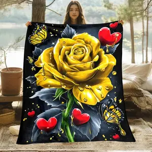 1pc Golden & Blanket - Elegant Golden With Background, Soft Warm All-Season Throw Sofa, Camping, Living Room, Office, Bed - Lightweight Luxury Bedspread Home Decor, Sofa Accessory, Decorative Cover, Birthday Mother's Day Size 70x140cm/27. 56x55. 12 In