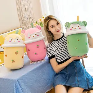 Cute Bubble Tea Bear Plush Pillow, Soft Drink-Shaped Stuffed Animal, Kawaii Room Decor
