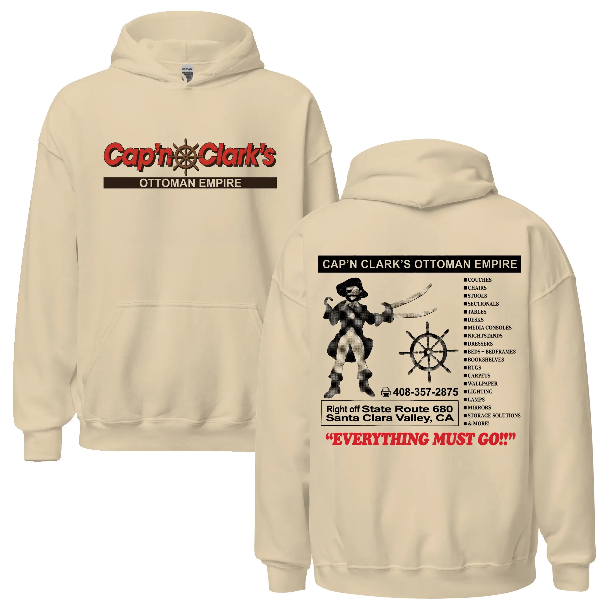 Cap'n Clark's Ottoman Empire Sweatshirt Hoodie - Horror Movie Tee - Liminal Space Creepypasta Graphic Apparel - Retro Vintage Style Cotton Shirt - Unique Gift for Horror Fans