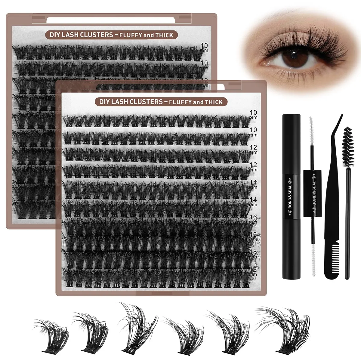 ELOZARA Pre-Spiked Spiky Slay Manga Lash Clusters - Faux Mink D-Curve 12-18mm Reusable Fluffy Fairy Individual Eyelashes Extensions for DIY Makeup, 204 Pieces, Compact Storage Cosmetic, Manga Look