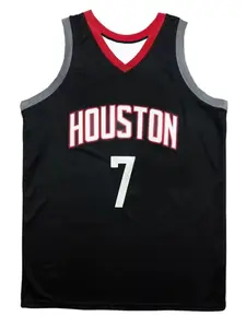 Houston No. 7 Basketball Jersey, Colorblock, Breathable Sleeveless Vest, Men's Sports Fanwear, Loose-Fitting Long Style