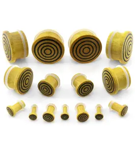 Single Flare Jackfruit Wood Plugs with Triple Target Inlay