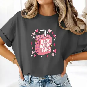 Baby Daddy Tears Love Heart Dad Is My Valentine T-Shirt 100% Cotton Unisex Tee Classic Fit OEKO-TEX Certified Dyes