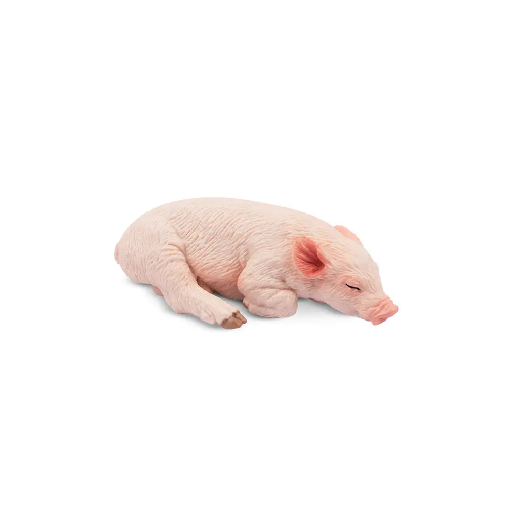 Toymany Hand-Painted Plastic Sleeping Pink Piglet Figurine - Realistic Animal Model, Ideal for Early Education Montessori Sensory Play, Cake Decor, Collectible for Enthusiasts