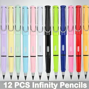 12Pack Forever Pencils for student Writing, Infinity Pencil Cute Inkless Everlasting Pencil with Eraser for Sketching (Black) Eraser Included, Art Supplies, School Supplies, Writing Stationery, Study Tool