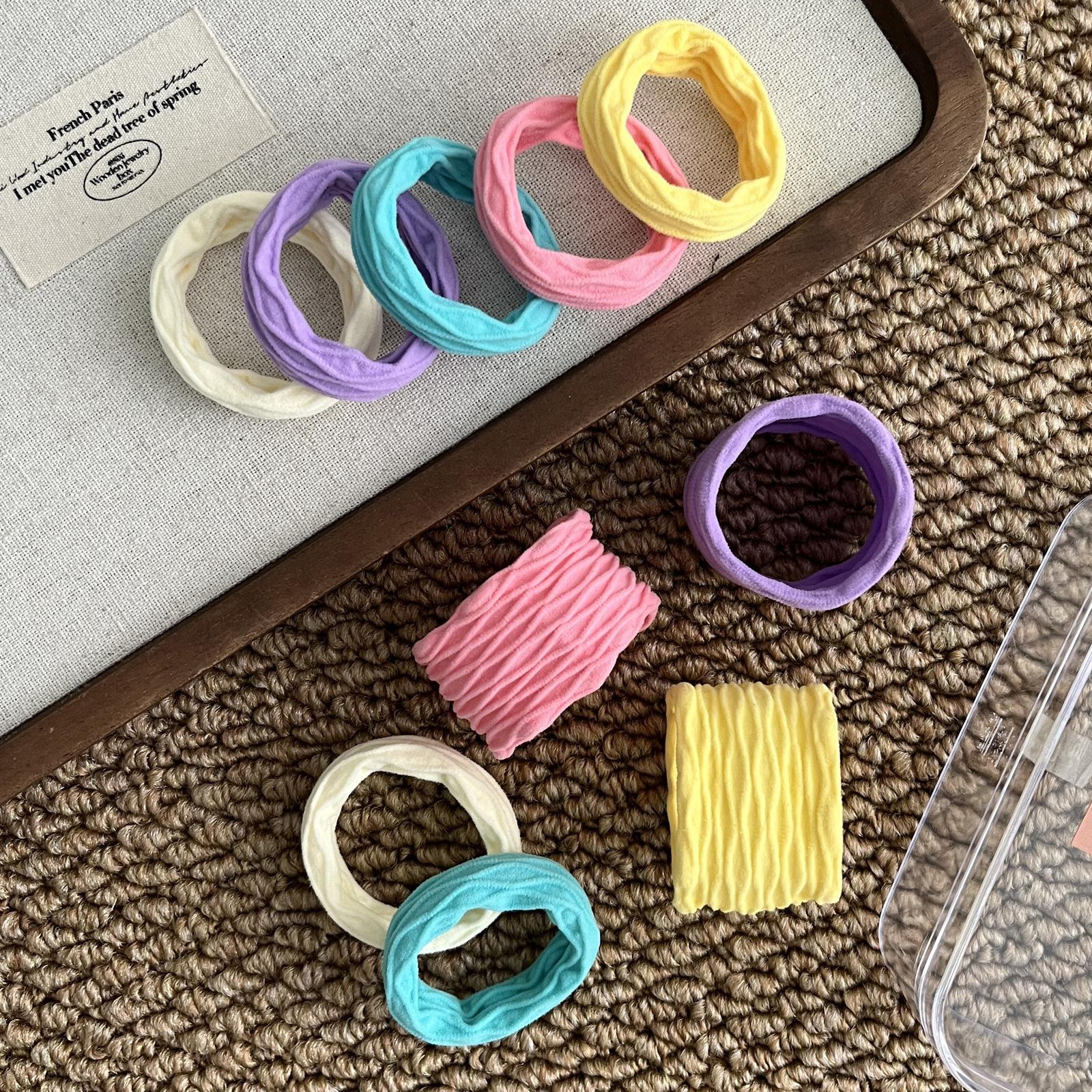 【Pack of 5】Single random color scrunchie headband cute high stretch durable rubber band tie hair high ponytail non-damage hair traceless hair accessories