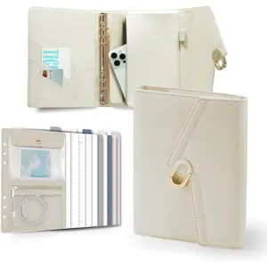 A5 PU Leather Planner 5.8" x 8.3", Refillable 6-Ring Binder with 80 Sheets, Dividers & Removable Zip Pouch, Stylish Organizer for Work & Everyday Use