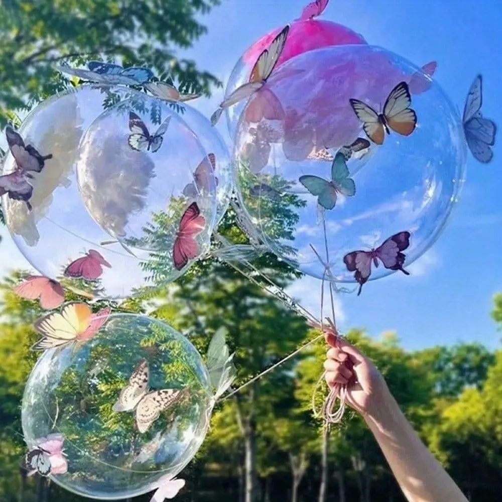 42pcs Transparent Butterfly Balloon Decorations with Colorful Simulated Butterflies, Festive Party Supplies for Weddings, Birthday Parties, Birthday Party