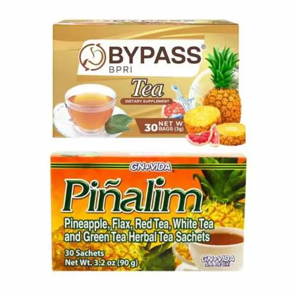 Piñalim Bypass Combo Decaf Herbal Drink - 60 Pineapple & Grapefruit-Infused Vegetarian Gut Cleanse Tea Bags for Hydration, Digestive Support (Adults Only)