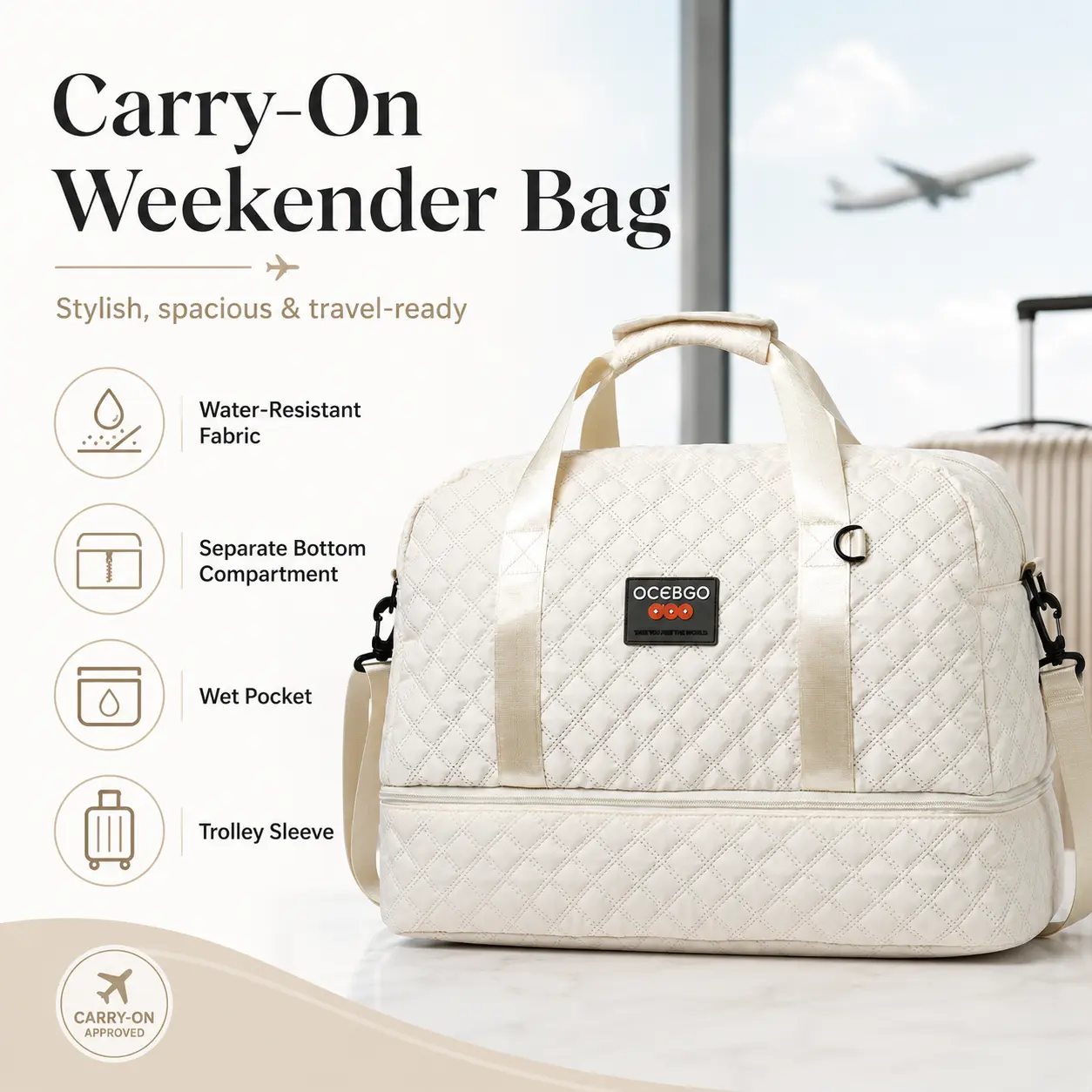 【New and Improved】OCEBGO Expandable Duffel Bag with Organizer Pockets | Modular Storage for Gym, Travel & Weekend Trips, Lightweight Rhombic Lattice Design, Gym Bag