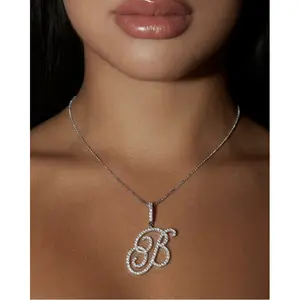 AW Necklace - Personalized Letter Pendant Jewelry Durable Brass Classic Script Initial Minimalist Design for Everyday Wear Parties Weddings