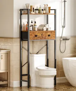 HOOBRO Over The Toilet Storage Rack with 2 Drawers, 3-Tier Bathroom Organizer Shelf Over Toilet, Freestanding Toilet Shelf, Storage Cabinet, Rustic Brown and Black#SpringSale #BigSpringSale