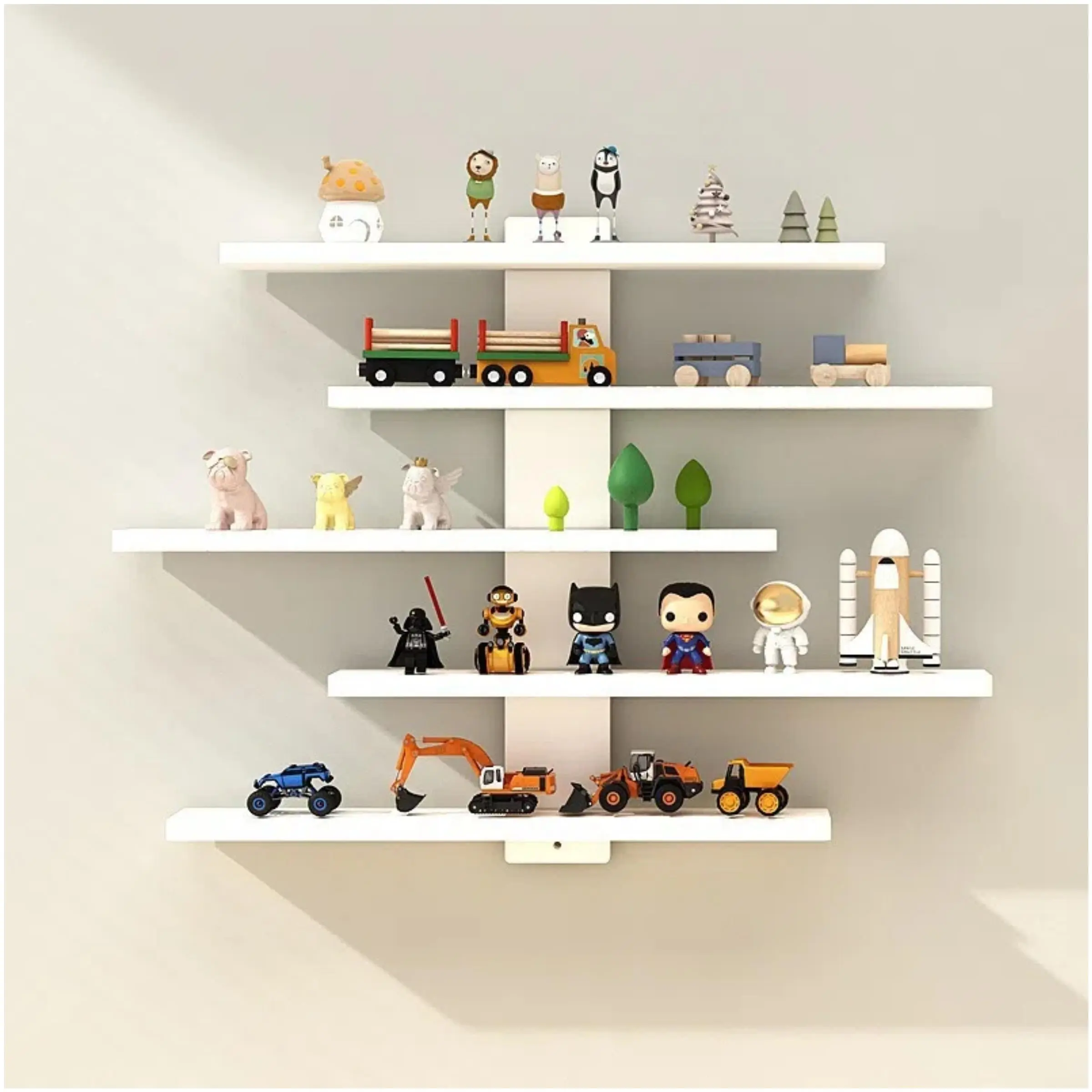 Adjustable Wall-Mounted Figure Display Rack, 5-Tier, Ideal for Small Figures, Action Dolls, Mini Blocks, Collectibles, Modern Home Decor Storage Shelf