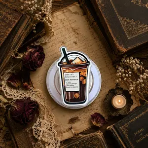 Dark Romance Iced Coffee Phone Grip, Extra Spice Bookish Coffee Cup Phone Stand, Funny Acrylic Holder for Ereader Kindle Tablet, Cute Reader Gift