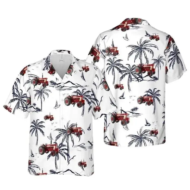 Vintage Farmall 1066 Turbo Hawaiian Shirt – Wide Front Tractor Design, Summer 2025 Button Down