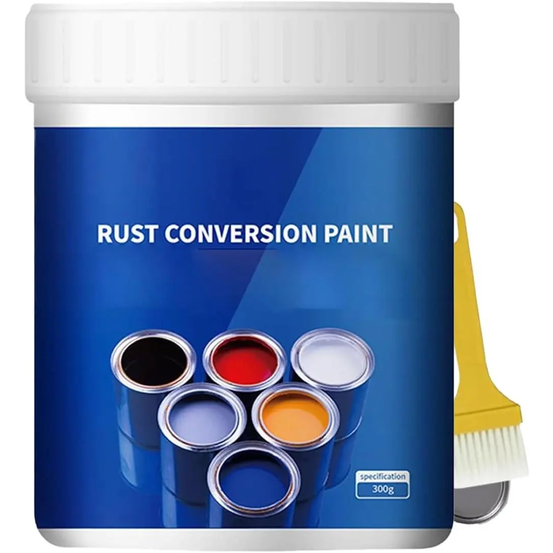 Weatherproof Rust Converter Paint - Water-Based Metallic Metal Primer, Fast Drying, Versatile for Door Handles & Fences (Gray, 300g), Weatherproof Rust Converter Paint For Metal
