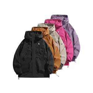 Men's windproof jacket with hood zipper pocket and adjustable drawstring, suitable for outdoor work clothes, camping casual wear, hiking equipment in spring and autumn, functional design, durable fabricRAIMENTRY