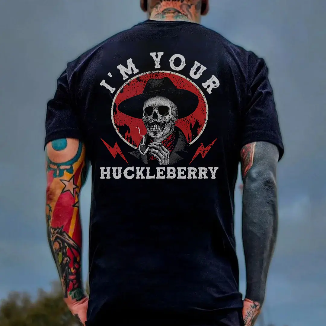 Huckberry Skeleton Print Men's T-Shirt, Hoodie, Sweatshirt, Aesthetic Tattoo Merch Summer Outfits, Streetwear Style, Vintage Men's Graphic Tee Casual Cotton