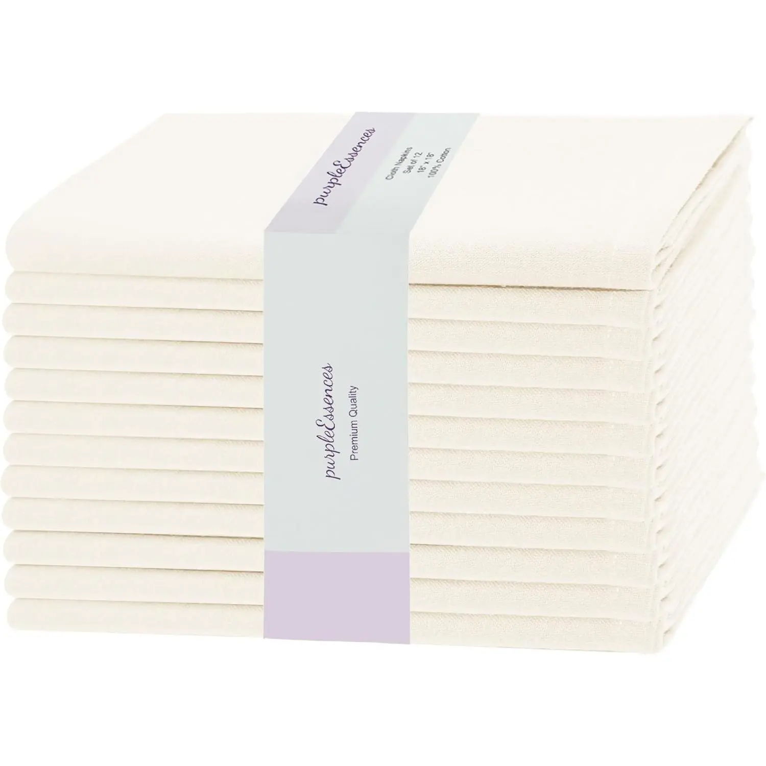 Set of 12 Cloth Dinner Napkins  Cotton 18x18 - Soft Durable Washable - Ideal for Farmhouse Party Fall Thanksgiving -  Everyday Use Table Linen - Cream